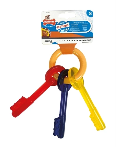 Nylabone Puppy Chew Bijtsleutels Baconsmaak 3 Nylabone Puppy Chew Bijtsleutels Baconsmaak