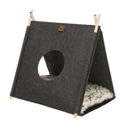 Trixie Kattenmand Tent Elfie Met Kussen Vilt Antraciet -TuckerCare 409170 02
