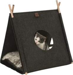 Trixie Kattenmand Tent Elfie Met Kussen Vilt Antraciet -TuckerCare 409170 07